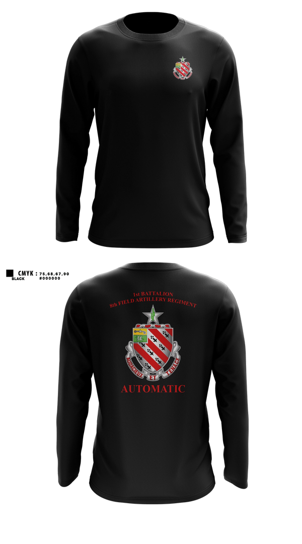 Long Sleeve Performance Shirt, 1/8 Field Artillery Regiment, Army, Teamtime, Team time, sublimation, custom sports apparel, team uniforms, spirit wear, spiritwear, sports uniforms, custom shirts, team store, custom team store, fundraiser sports, apparel fundraiser