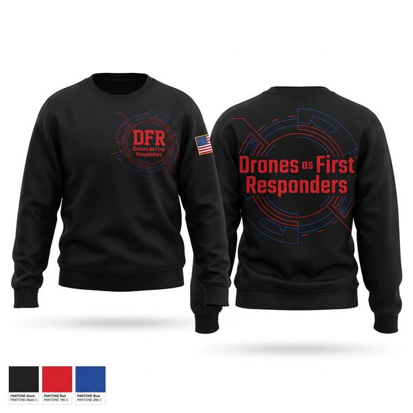 Crew Neck Sweatshirt, Drones as First Responders, Police, Teamtime, Team time, sublimation, custom sports apparel, team uniforms, spirit wear, spiritwear, sports uniforms, custom shirts, team store, custom team store, fundraiser sports, apparel fundraiser