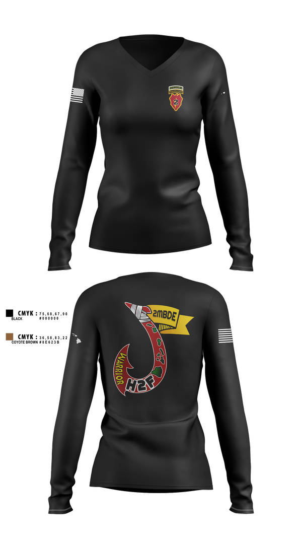 Womens Long Sleeve Vneck Shirt, H2F, 2nd Mobile Brigade, 25th Infantry Division, Army, Teamtime, Team time, sublimation, custom sports apparel, team uniforms, spirit wear, spiritwear, sports uniforms, custom shirts, team store, custom team store, fundraiser sports, apparel fundraiser