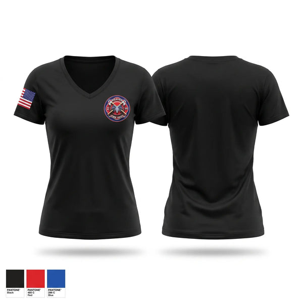 Womens Short Sleeve Vneck Shirt, Merino Volunteer Fire Department, Fire Department, Teamtime, Team time, sublimation, custom sports apparel, team uniforms, spirit wear, spiritwear, sports uniforms, custom shirts, team store, custom team store, fundraiser sports, apparel fundraiser
