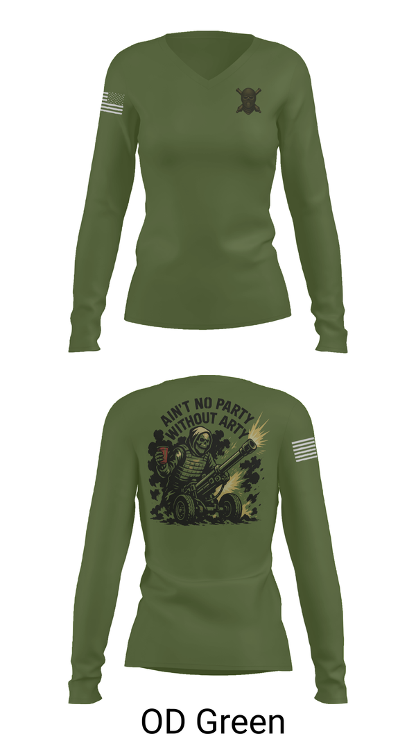 Womens Long Sleeve Vneck Shirt, 2/11 Hotel battery, Marines, Teamtime, Team time, sublimation, custom sports apparel, team uniforms, spirit wear, spiritwear, sports uniforms, custom shirts, team store, custom team store, fundraiser sports, apparel fundraiser
