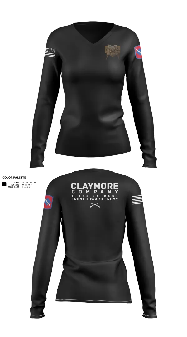 Womens Long Sleeve Vneck Shirt, C CO 1-138 IN REGT, , Teamtime, Team time, sublimation, custom sports apparel, team uniforms, spirit wear, spiritwear, sports uniforms, custom shirts, team store, custom team store, fundraiser sports, apparel fundraiser
