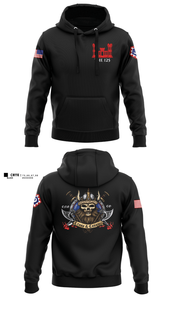 Hoodie, 125 ENGINEER COMPANY, National Guard, Teamtime, Team time, sublimation, custom sports apparel, team uniforms, spirit wear, spiritwear, sports uniforms, custom shirts, team store, custom team store, fundraiser sports, apparel fundraiser