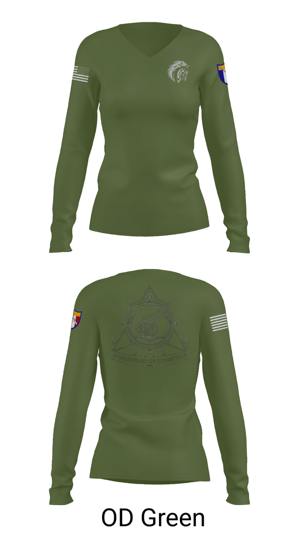 Womens Long Sleeve Vneck Shirt, 2112th Transportation Company, , Teamtime, Team time, sublimation, custom sports apparel, team uniforms, spirit wear, spiritwear, sports uniforms, custom shirts, team store, custom team store, fundraiser sports, apparel fundraiser