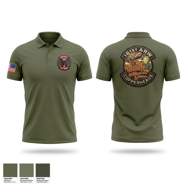 Short Sleeve Performance Polo, 161 MDG Copperheads, Air Force, Teamtime, Team time, sublimation, custom sports apparel, team uniforms, spirit wear, spiritwear, sports uniforms, custom shirts, team store, custom team store, fundraiser sports, apparel fundraiser