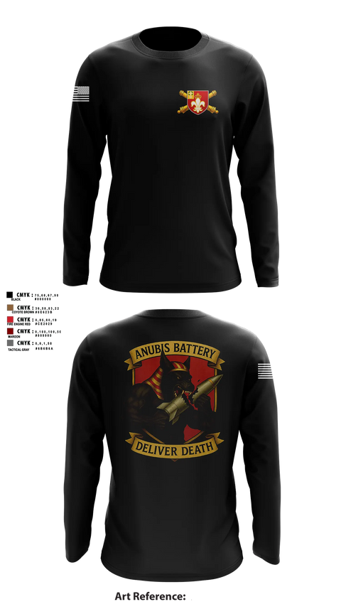 Long Sleeve Performance Shirt, Anubis Battery, 3-12 FA, Army, Teamtime, Team time, sublimation, custom sports apparel, team uniforms, spirit wear, spiritwear, sports uniforms, custom shirts, team store, custom team store, fundraiser sports, apparel fundraiser