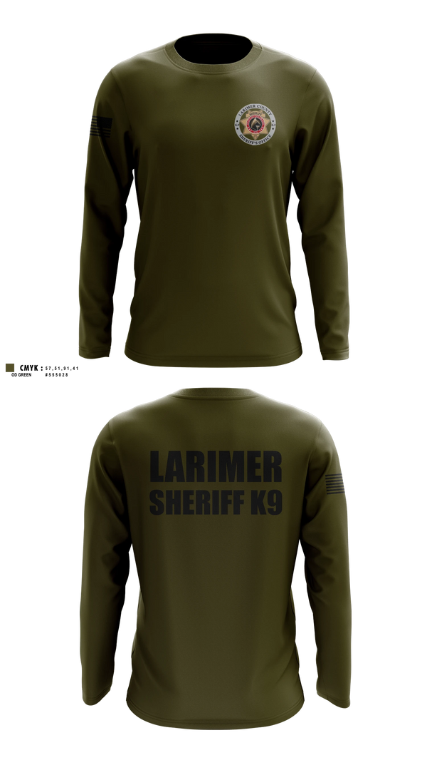 Long Sleeve Performance Shirt, Larimer County Sheriff K9, Police, Teamtime, Team time, sublimation, custom sports apparel, team uniforms, spirit wear, spiritwear, sports uniforms, custom shirts, team store, custom team store, fundraiser sports, apparel fundraiser