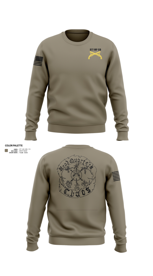 Crew Neck Sweatshirt, 977 HQ, Army, Teamtime, Team time, sublimation, custom sports apparel, team uniforms, spirit wear, spiritwear, sports uniforms, custom shirts, team store, custom team store, fundraiser sports, apparel fundraiser