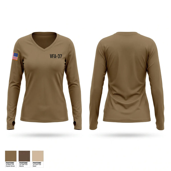 Womens Long Sleeve Vneck Shirt, VFA-37, Navy, Teamtime, Team time, sublimation, custom sports apparel, team uniforms, spirit wear, spiritwear, sports uniforms, custom shirts, team store, custom team store, fundraiser sports, apparel fundraiser