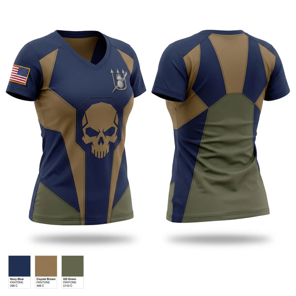 Womens Short Sleeve Vneck Shirt, Keepers of the false dawn, Navy, Teamtime, Team time, sublimation, custom sports apparel, team uniforms, spirit wear, spiritwear, sports uniforms, custom shirts, team store, custom team store, fundraiser sports, apparel fundraiser