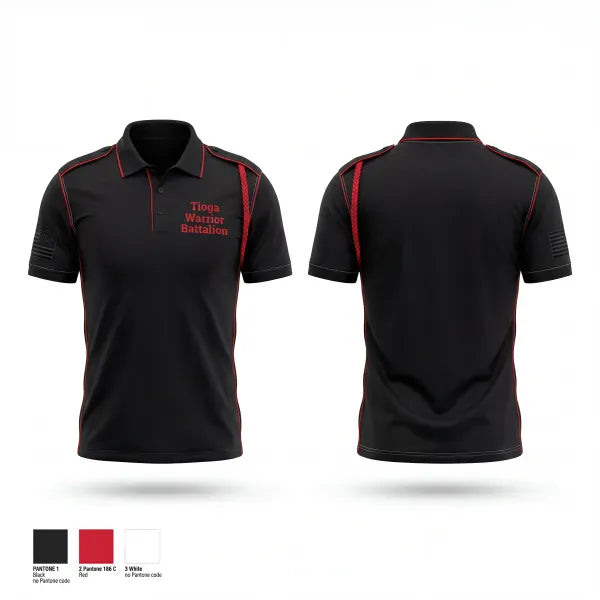 Short Sleeve Performance Polo, Tioga Warrior Battalion, Army, Teamtime, Team time, sublimation, custom sports apparel, team uniforms, spirit wear, spiritwear, sports uniforms, custom shirts, team store, custom team store, fundraiser sports, apparel fundraiser