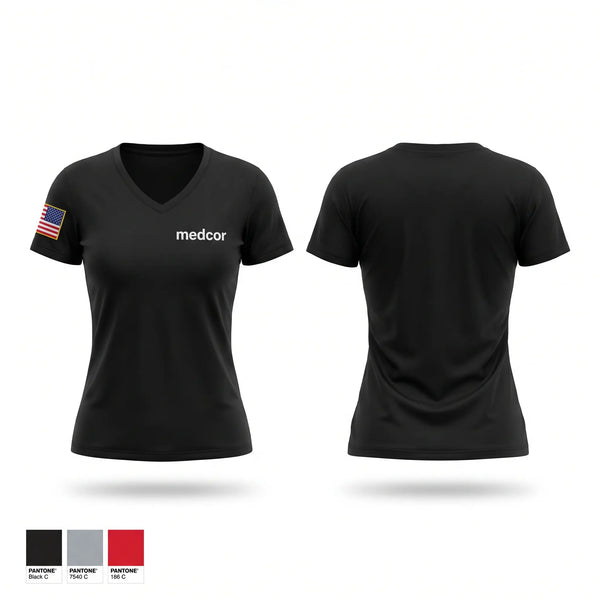 Womens Short Sleeve Vneck Shirt, medcor, EMS/EMT, Teamtime, Team time, sublimation, custom sports apparel, team uniforms, spirit wear, spiritwear, sports uniforms, custom shirts, team store, custom team store, fundraiser sports, apparel fundraiser