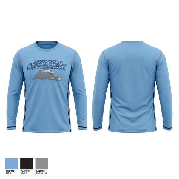 Long Sleeve Performance Shirt, Northwest Greyhounds, Women's Basketball, Teamtime, Team time, sublimation, custom sports apparel, team uniforms, spirit wear, spiritwear, sports uniforms, custom shirts, team store, custom team store, fundraiser sports, apparel fundraiser
