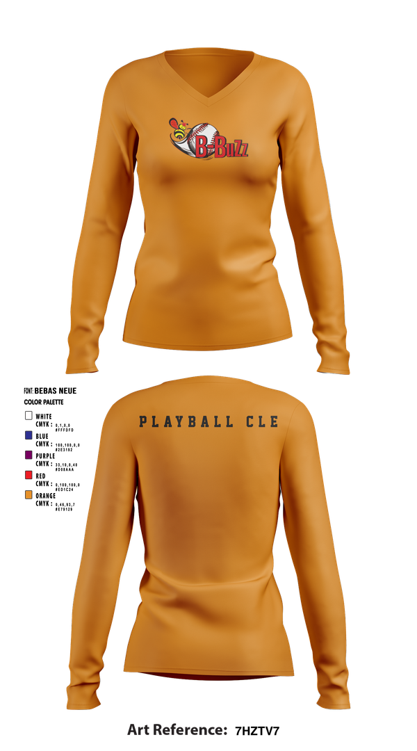 Womens Long Sleeve Vneck Shirt, B Buzz Baseball League, Baseball, Teamtime, Team time, sublimation, custom sports apparel, team uniforms, spirit wear, spiritwear, sports uniforms, custom shirts, team store, custom team store, fundraiser sports, apparel fundraiser
