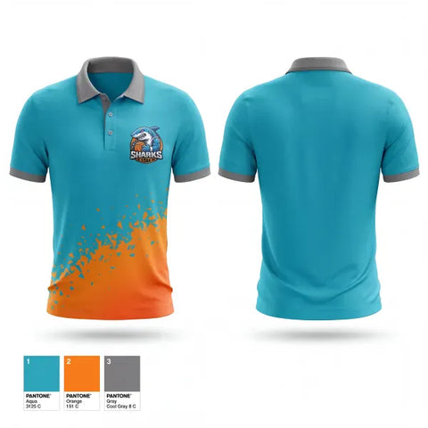 Short Sleeve Performance Polo, Sharks Elite, Men's Basketball, Teamtime, Team time, sublimation, custom sports apparel, team uniforms, spirit wear, spiritwear, sports uniforms, custom shirts, team store, custom team store, fundraiser sports, apparel fundraiser