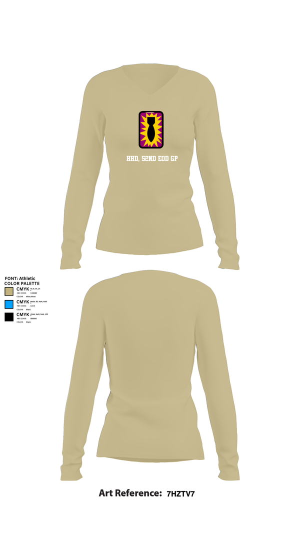 Womens Long Sleeve Vneck Shirt, HHD, 52ND EOD GP, , Teamtime, Team time, sublimation, custom sports apparel, team uniforms, spirit wear, spiritwear, sports uniforms, custom shirts, team store, custom team store, fundraiser sports, apparel fundraiser