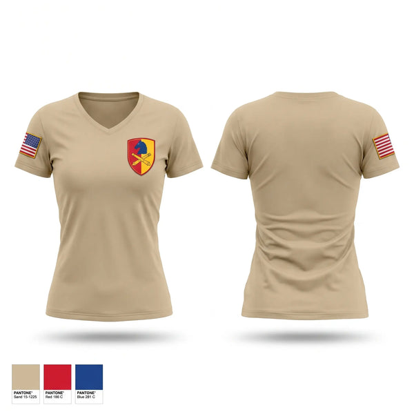 Womens Short Sleeve Vneck Shirt, 138th Fires Brigade, National Guard, Teamtime, Team time, sublimation, custom sports apparel, team uniforms, spirit wear, spiritwear, sports uniforms, custom shirts, team store, custom team store, fundraiser sports, apparel fundraiser