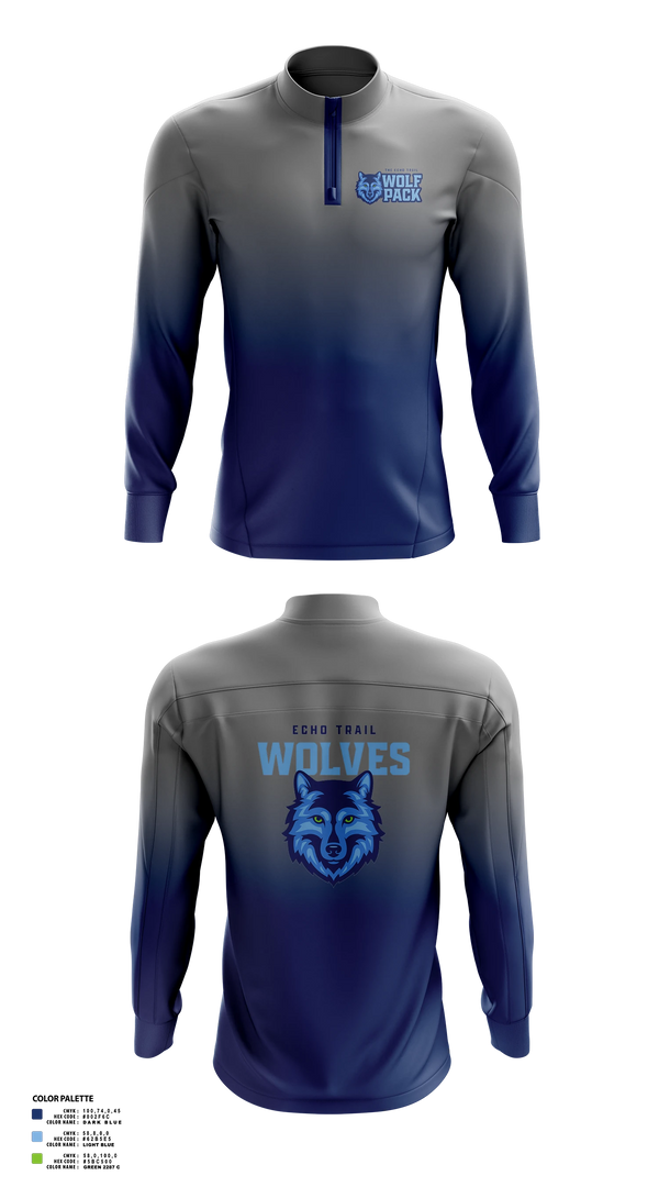 Quarter Zip Jacket, Echo Trail Wolfpack, Men's Basketball, Teamtime, Team time, sublimation, custom sports apparel, team uniforms, spirit wear, spiritwear, sports uniforms, custom shirts, team store, custom team store, fundraiser sports, apparel fundraiser