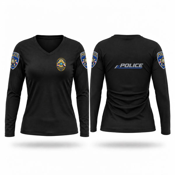 Womens Long Sleeve Vneck Shirt, GENERIC TEXAS POLICE OFFICER, Police, Teamtime, Team time, sublimation, custom sports apparel, team uniforms, spirit wear, spiritwear, sports uniforms, custom shirts, team store, custom team store, fundraiser sports, apparel fundraiser