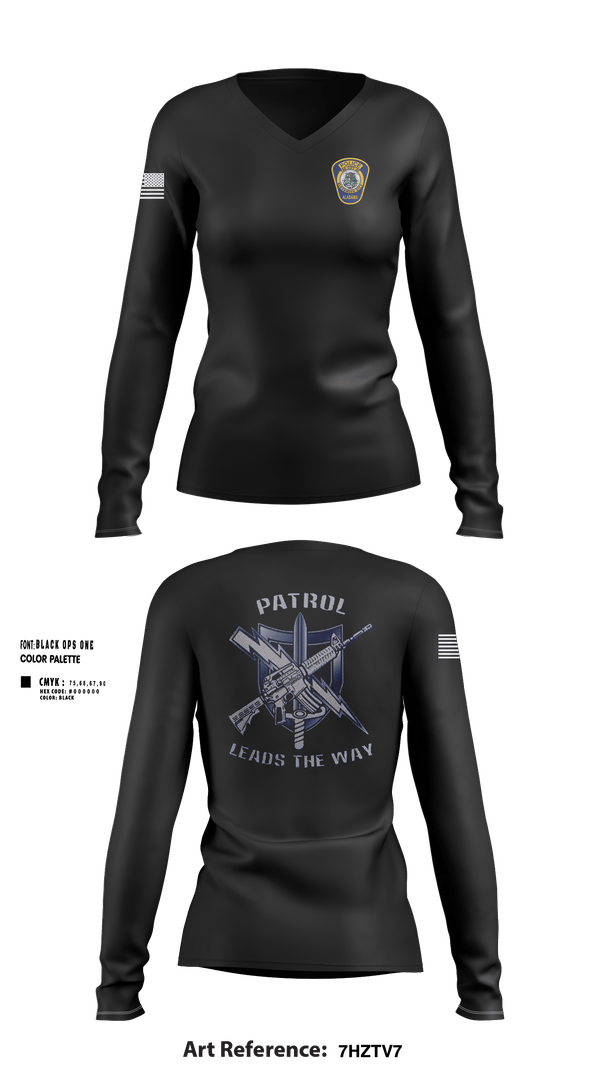 Womens Long Sleeve Vneck Shirt, Alexander City Police Department, Police, Teamtime, Team time, sublimation, custom sports apparel, team uniforms, spirit wear, spiritwear, sports uniforms, custom shirts, team store, custom team store, fundraiser sports, apparel fundraiser