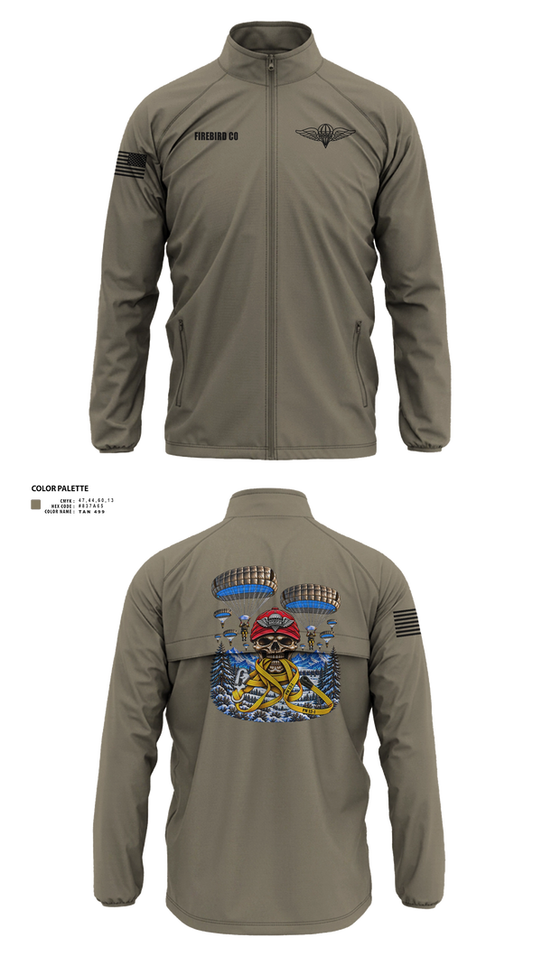 Windbreaker without hood, Firebird Co, Army, Teamtime, Team time, sublimation, custom sports apparel, team uniforms, spirit wear, spiritwear, sports uniforms, custom shirts, team store, custom team store, fundraiser sports, apparel fundraiser
