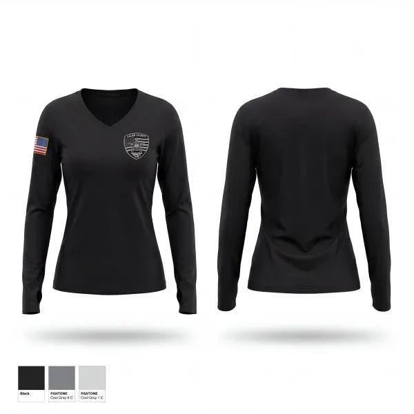 Womens Long Sleeve Vneck Shirt, Salem county corrections response team, Police, Teamtime, Team time, sublimation, custom sports apparel, team uniforms, spirit wear, spiritwear, sports uniforms, custom shirts, team store, custom team store, fundraiser sports, apparel fundraiser