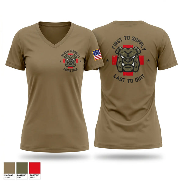 Womens Short Sleeve Vneck Shirt, 384th Medical Logistics Company, Army, Teamtime, Team time, sublimation, custom sports apparel, team uniforms, spirit wear, spiritwear, sports uniforms, custom shirts, team store, custom team store, fundraiser sports, apparel fundraiser