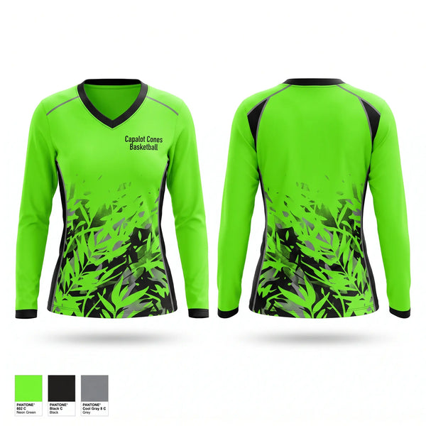 Womens Long Sleeve Vneck Shirt, Capalot Cones Basketball, Men's Basketball, Teamtime, Team time, sublimation, custom sports apparel, team uniforms, spirit wear, spiritwear, sports uniforms, custom shirts, team store, custom team store, fundraiser sports, apparel fundraiser