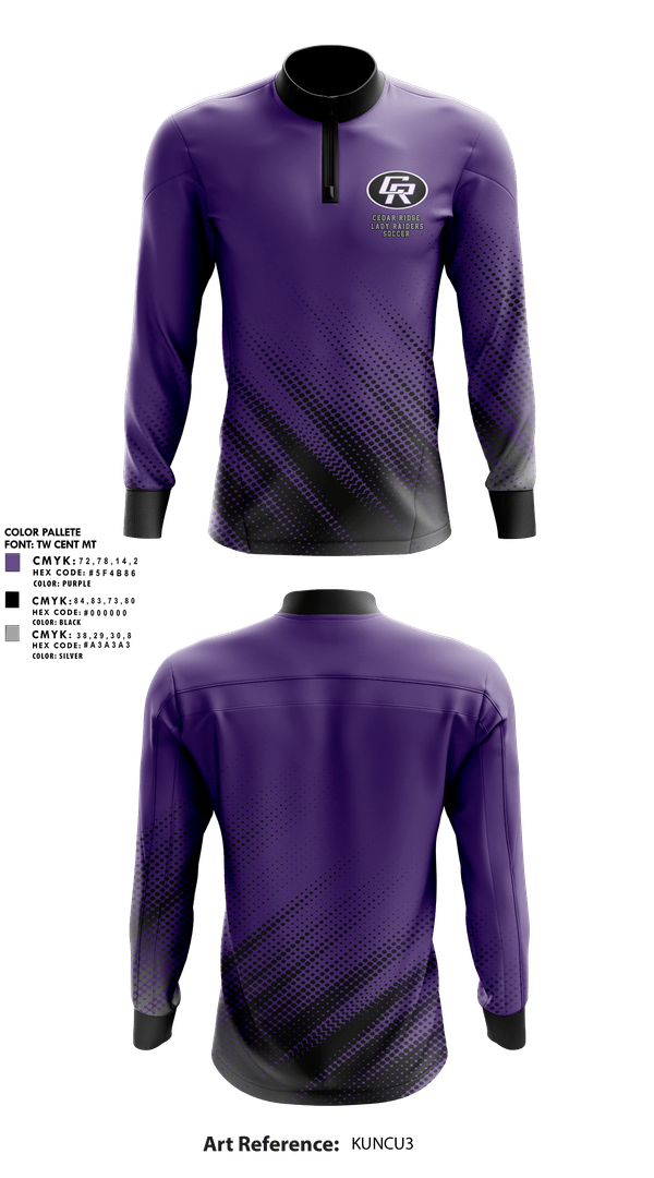 Quarter Zip Jacket, Cedar Ridge Lady Raiders Soccer, Women's Soccer, Teamtime, Team time, sublimation, custom sports apparel, team uniforms, spirit wear, spiritwear, sports uniforms, custom shirts, team store, custom team store, fundraiser sports, apparel fundraiser