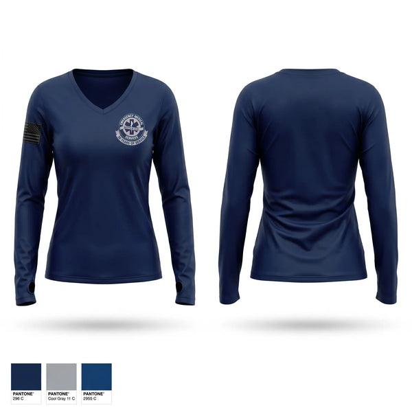 Womens Long Sleeve Vneck Shirt, Boyle County EMS, EMS/EMT, Teamtime, Team time, sublimation, custom sports apparel, team uniforms, spirit wear, spiritwear, sports uniforms, custom shirts, team store, custom team store, fundraiser sports, apparel fundraiser