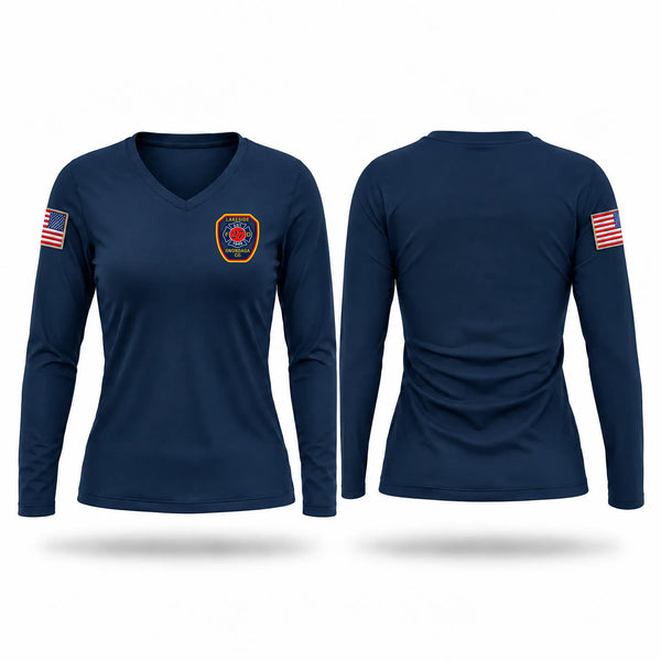 Womens Long Sleeve Vneck Shirt, Lakeside fire department, Fire Department, Teamtime, Team time, sublimation, custom sports apparel, team uniforms, spirit wear, spiritwear, sports uniforms, custom shirts, team store, custom team store, fundraiser sports, apparel fundraiser