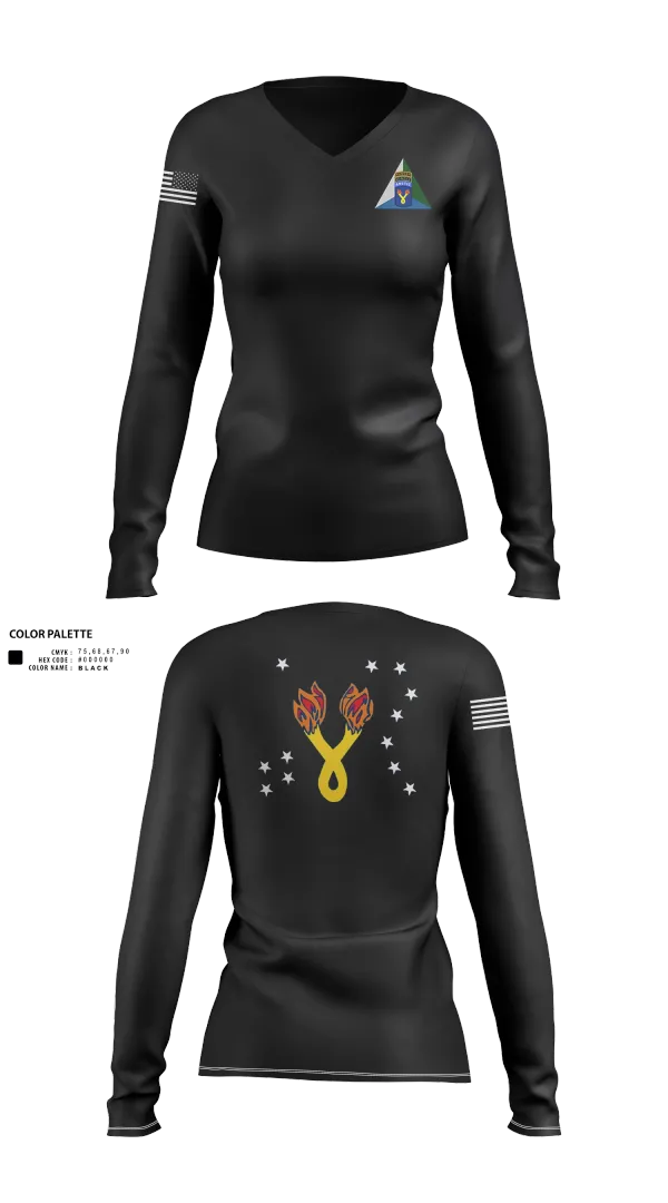 Womens Long Sleeve Vneck Shirt, 196th IN BDE (JPMRC), , Teamtime, Team time, sublimation, custom sports apparel, team uniforms, spirit wear, spiritwear, sports uniforms, custom shirts, team store, custom team store, fundraiser sports, apparel fundraiser
