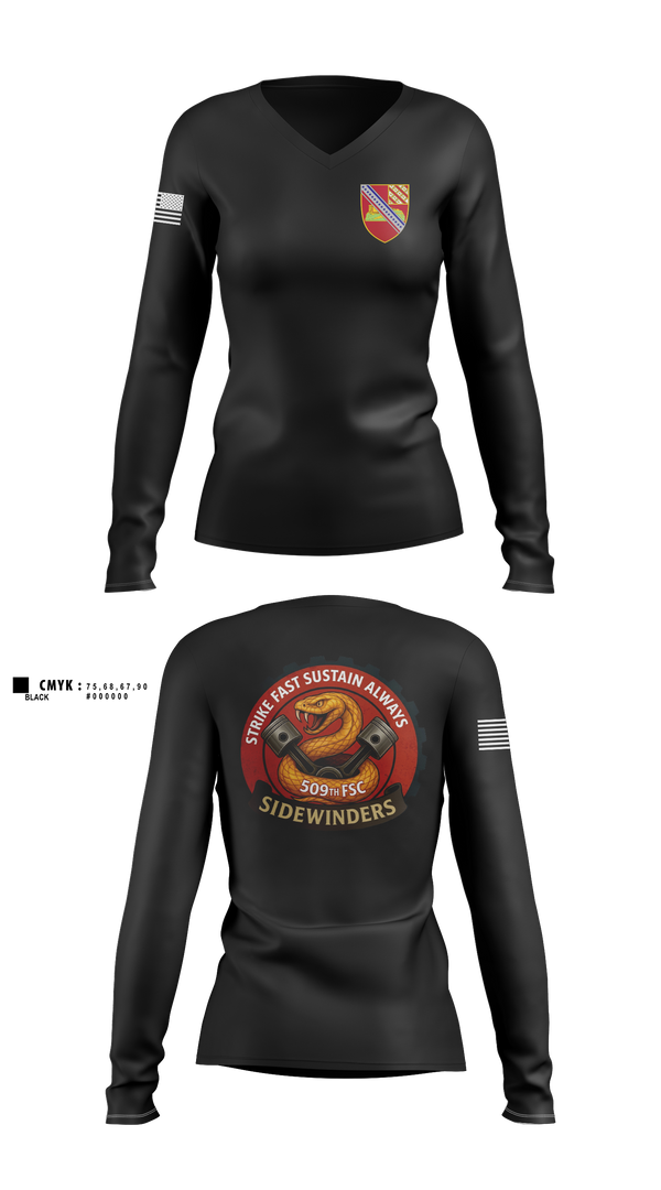 Womens Long Sleeve Vneck Shirt, 509th FSC, Army, Teamtime, Team time, sublimation, custom sports apparel, team uniforms, spirit wear, spiritwear, sports uniforms, custom shirts, team store, custom team store, fundraiser sports, apparel fundraiser