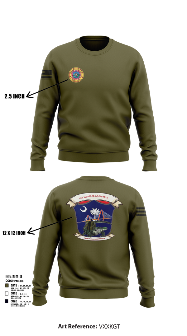 Crew Neck Sweatshirt, 4th Medical Logistics, Marines, Teamtime, Team time, sublimation, custom sports apparel, team uniforms, spirit wear, spiritwear, sports uniforms, custom shirts, team store, custom team store, fundraiser sports, apparel fundraiser