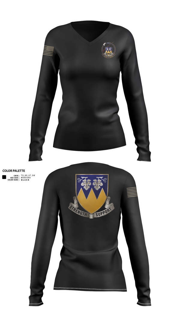 Womens Long Sleeve Vneck Shirt, 513th Transportation Company, Army, Teamtime, Team time, sublimation, custom sports apparel, team uniforms, spirit wear, spiritwear, sports uniforms, custom shirts, team store, custom team store, fundraiser sports, apparel fundraiser