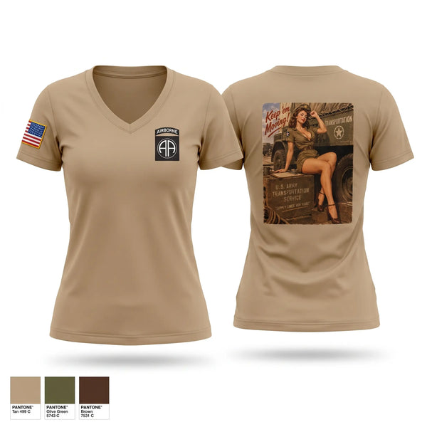 Womens Short Sleeve Vneck Shirt, 407th LSB, Army, Teamtime, Team time, sublimation, custom sports apparel, team uniforms, spirit wear, spiritwear, sports uniforms, custom shirts, team store, custom team store, fundraiser sports, apparel fundraiser