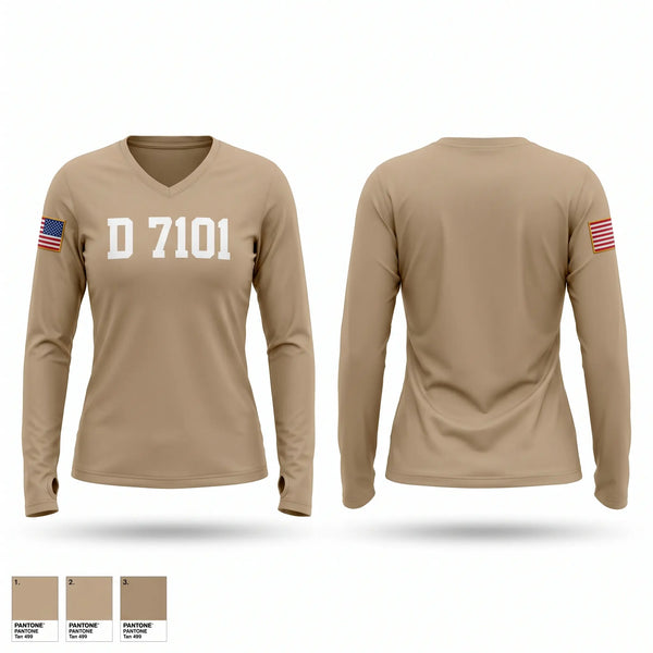 Womens Long Sleeve Vneck Shirt, D 7-101, Army, Teamtime, Team time, sublimation, custom sports apparel, team uniforms, spirit wear, spiritwear, sports uniforms, custom shirts, team store, custom team store, fundraiser sports, apparel fundraiser