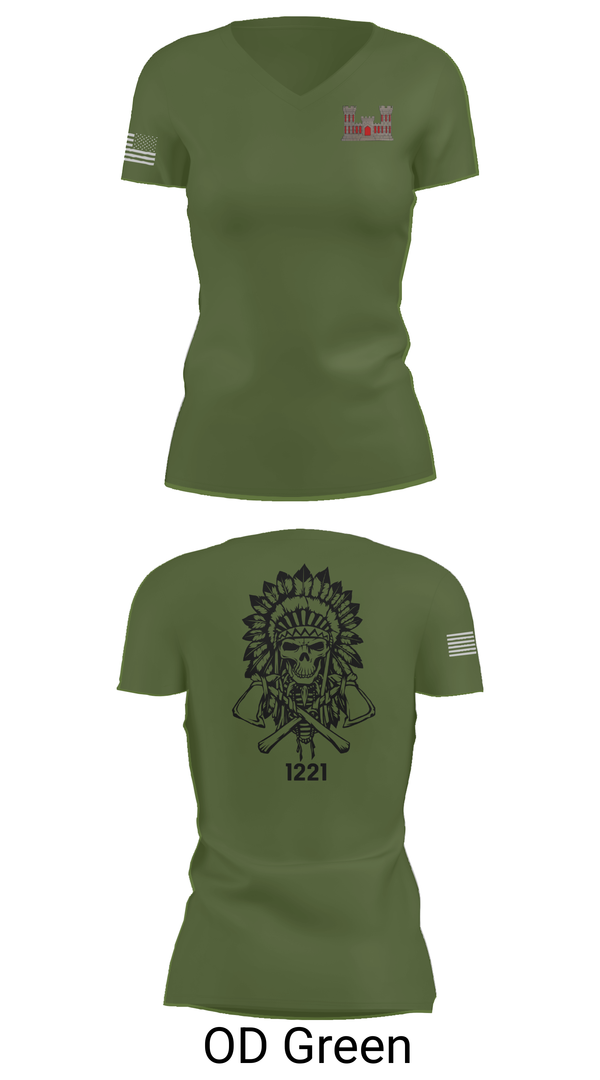 Womens Short Sleeve Vneck Shirt, 1221st Route Clearance Co., National Guard, Teamtime, Team time, sublimation, custom sports apparel, team uniforms, spirit wear, spiritwear, sports uniforms, custom shirts, team store, custom team store, fundraiser sports, apparel fundraiser