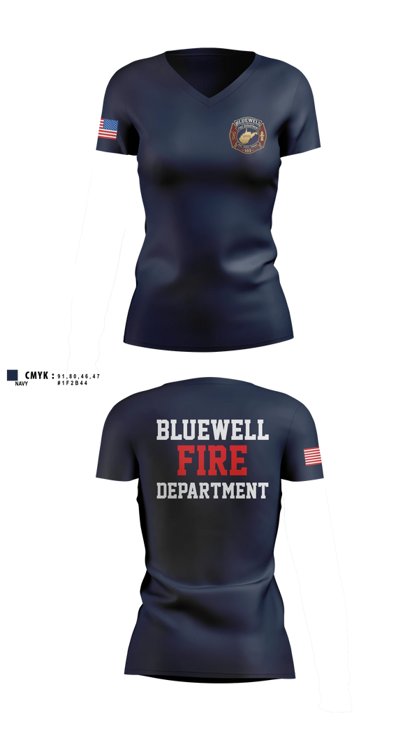 Womens Short Sleeve Vneck Shirt, Bluewell Volunteer Fire Department, Fire Department, Teamtime, Team time, sublimation, custom sports apparel, team uniforms, spirit wear, spiritwear, sports uniforms, custom shirts, team store, custom team store, fundraiser sports, apparel fundraiser