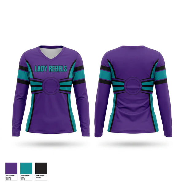 Womens Long Sleeve Vneck Shirt, Lady Rebels, Softball, Teamtime, Team time, sublimation, custom sports apparel, team uniforms, spirit wear, spiritwear, sports uniforms, custom shirts, team store, custom team store, fundraiser sports, apparel fundraiser