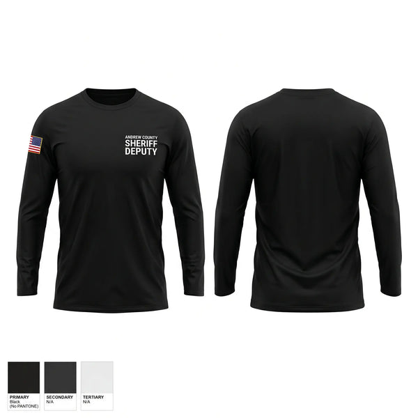 Long Sleeve Performance Shirt, Andrew County Sheriff Deputy, Police, Teamtime, Team time, sublimation, custom sports apparel, team uniforms, spirit wear, spiritwear, sports uniforms, custom shirts, team store, custom team store, fundraiser sports, apparel fundraiser