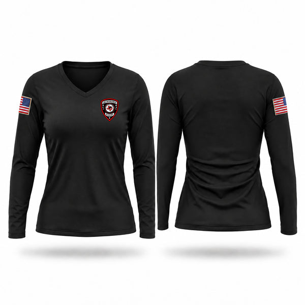 Womens Long Sleeve Vneck Shirt, SWTXC L.E.A, Police, Teamtime, Team time, sublimation, custom sports apparel, team uniforms, spirit wear, spiritwear, sports uniforms, custom shirts, team store, custom team store, fundraiser sports, apparel fundraiser