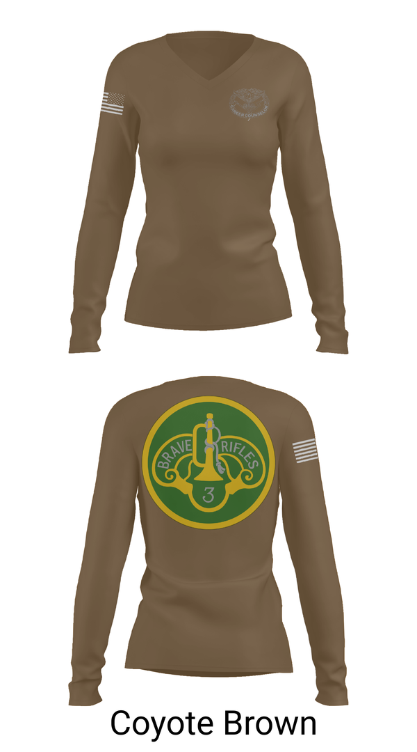 Womens Long Sleeve Vneck Shirt, 3d Cavalry Regiment, Army, Teamtime, Team time, sublimation, custom sports apparel, team uniforms, spirit wear, spiritwear, sports uniforms, custom shirts, team store, custom team store, fundraiser sports, apparel fundraiser
