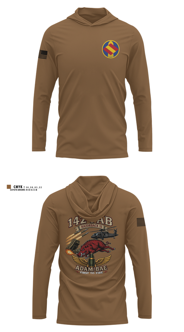 Long Sleeve Hooded Sun Shirt, 142nd, Army, Teamtime, Team time, sublimation, custom sports apparel, team uniforms, spirit wear, spiritwear, sports uniforms, custom shirts, team store, custom team store, fundraiser sports, apparel fundraiser