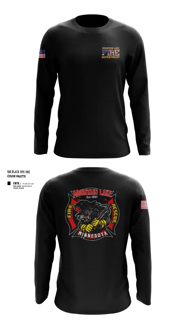 Long Sleeve Performance Shirt, Mountain Lake Fire & Rescue, Fire Department, Teamtime, Team time, sublimation, custom sports apparel, team uniforms, spirit wear, spiritwear, sports uniforms, custom shirts, team store, custom team store, fundraiser sports, apparel fundraiser