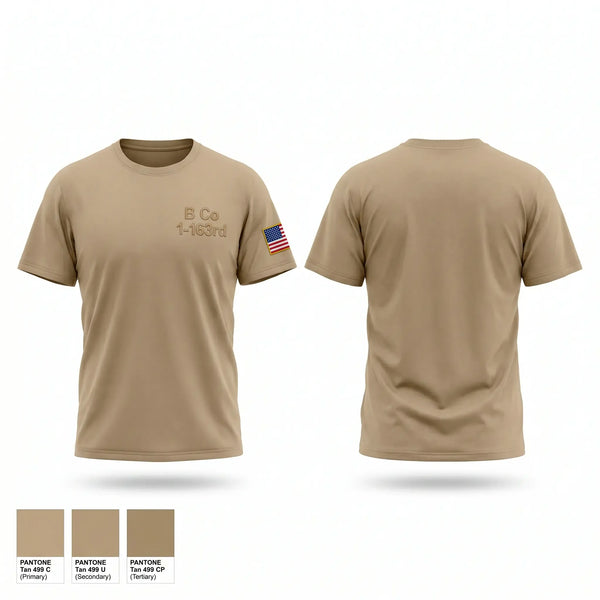 Old School Cotton Feel Shirt, B Co 1-163rd, National Guard, Teamtime, Team time, sublimation, custom sports apparel, team uniforms, spirit wear, spiritwear, sports uniforms, custom shirts, team store, custom team store, fundraiser sports, apparel fundraiser