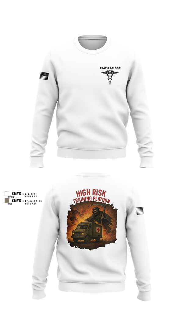Crew Neck Sweatshirt, 194th AR BDE HRT Medics, Army, Teamtime, Team time, sublimation, custom sports apparel, team uniforms, spirit wear, spiritwear, sports uniforms, custom shirts, team store, custom team store, fundraiser sports, apparel fundraiser