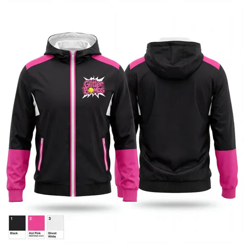 Windbreaker, Glitter Bombs, Softball, Teamtime, Team time, sublimation, custom sports apparel, team uniforms, spirit wear, spiritwear, sports uniforms, custom shirts, team store, custom team store, fundraiser sports, apparel fundraiser