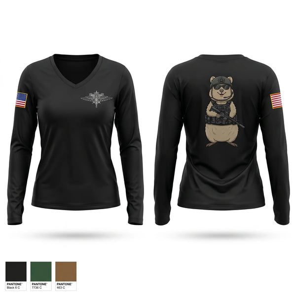 Womens Long Sleeve Vneck Shirt, Q-Flight, Air Force, Teamtime, Team time, sublimation, custom sports apparel, team uniforms, spirit wear, spiritwear, sports uniforms, custom shirts, team store, custom team store, fundraiser sports, apparel fundraiser