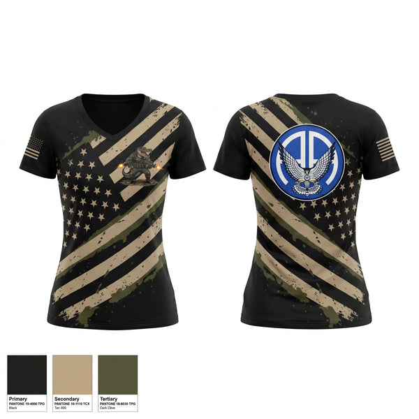 Womens Short Sleeve Vneck Shirt, A Co 2-325 AIR, Army, Teamtime, Team time, sublimation, custom sports apparel, team uniforms, spirit wear, spiritwear, sports uniforms, custom shirts, team store, custom team store, fundraiser sports, apparel fundraiser